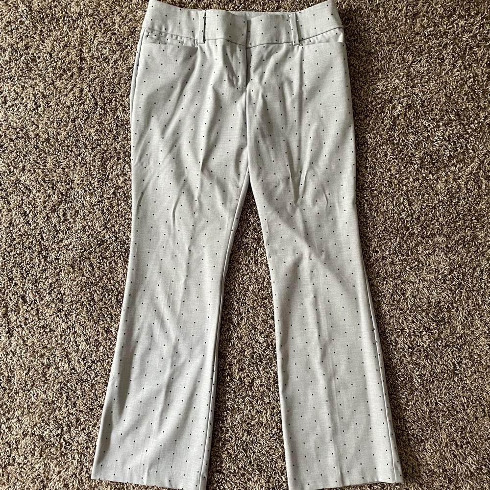 New York & Company Gray & Black Polka Dot Trousers